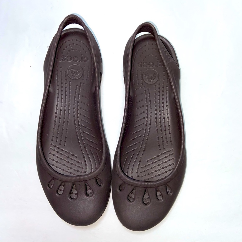 Crocs Malindi Flat Slingback Womens Shoe Dark Chocolate Brown Size 8 *like new*